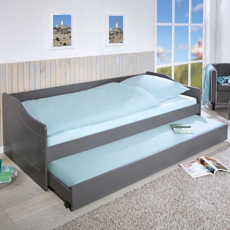 Uitschuifbed Leonie - Donkergrijs - 90 x 200 cm - 100% Melaminecoating