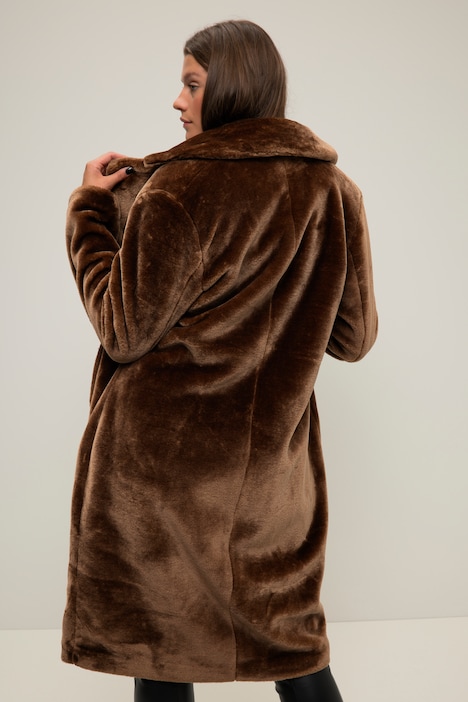 FakeFur Mantel, Straight Fit, Webpelz, Reverskragen