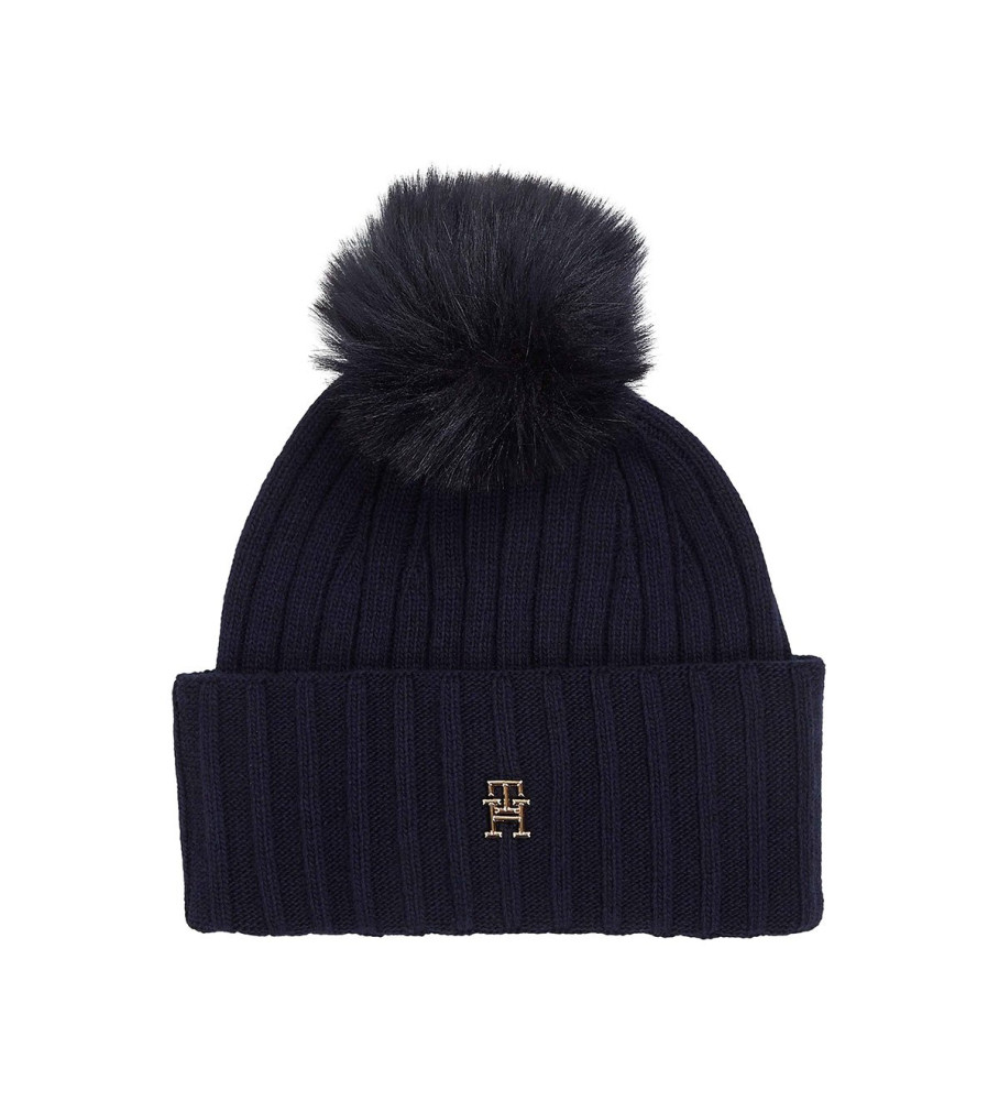 Gorro Tommy Hilfiger Essential Chic com pompom azul-marinho