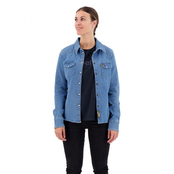 Superdry Denim Western Long Sleeve Shirt Azul 2XS Mulher