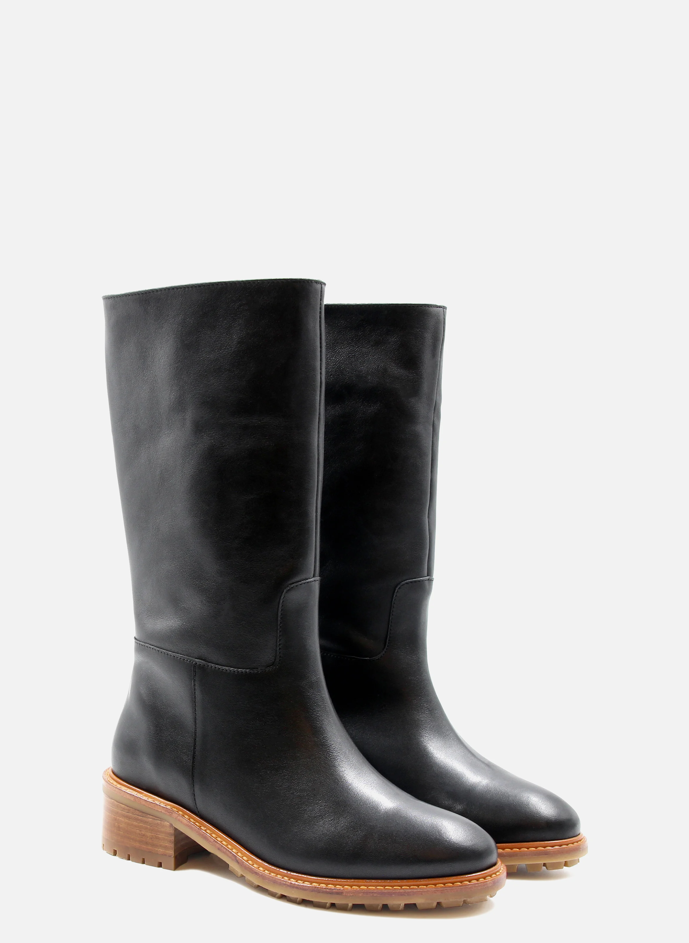 Bottes fourrées cuir lisse | Noir