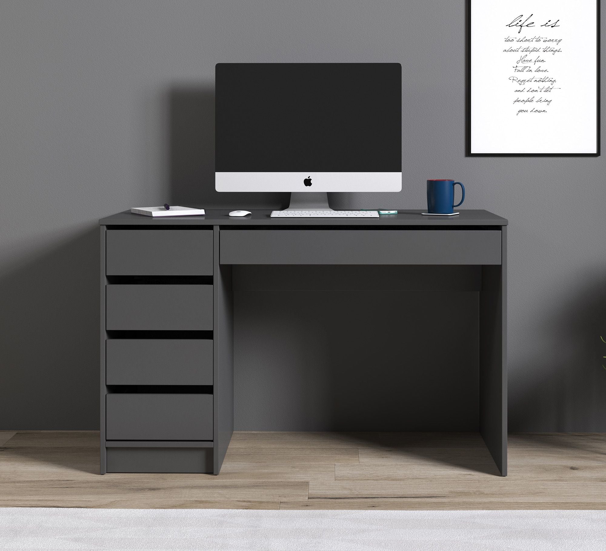 Meubella - Bureau Avio - Grijs - 120 cm