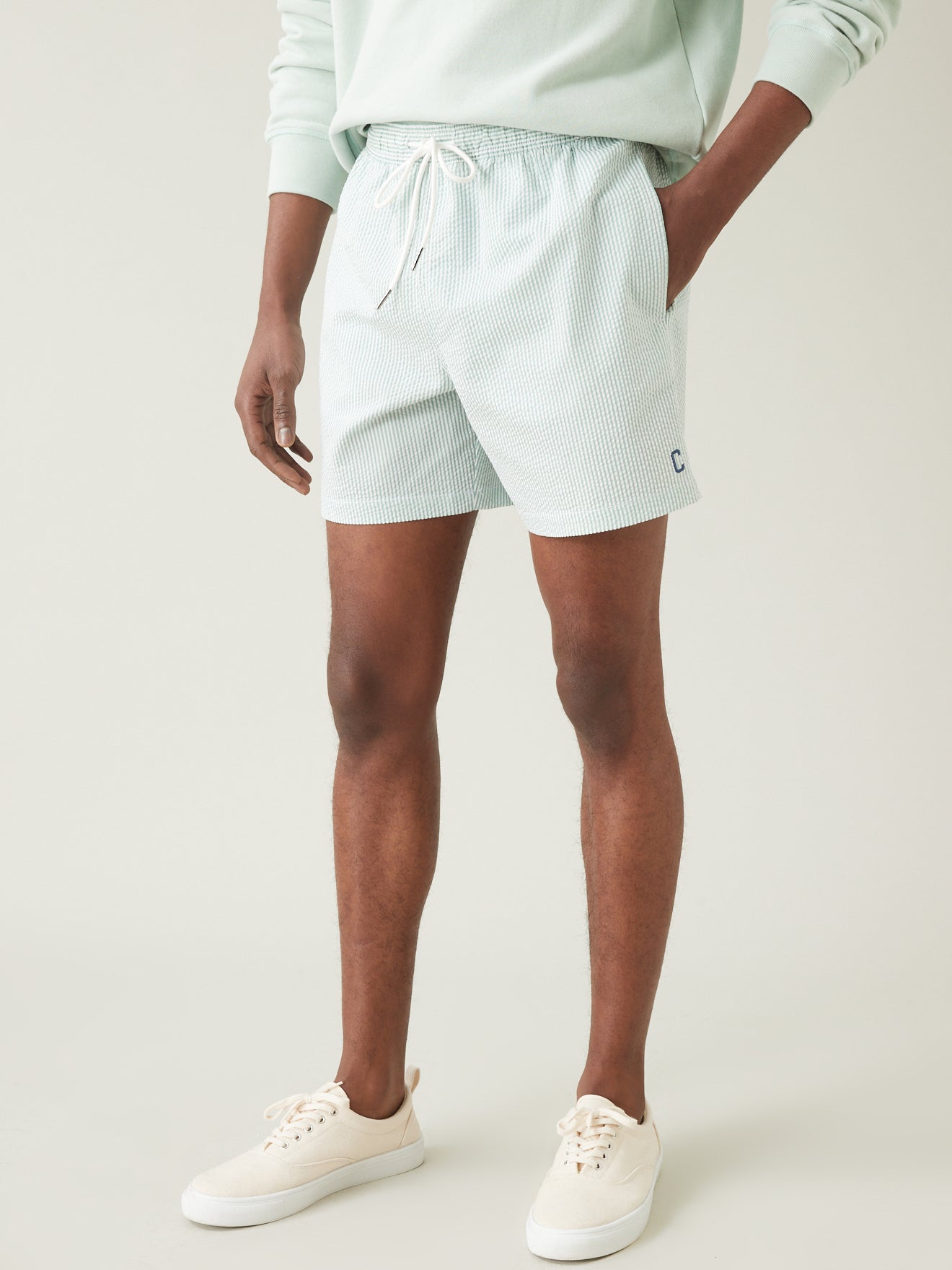 Short de bain rayé homme fibres recyclées