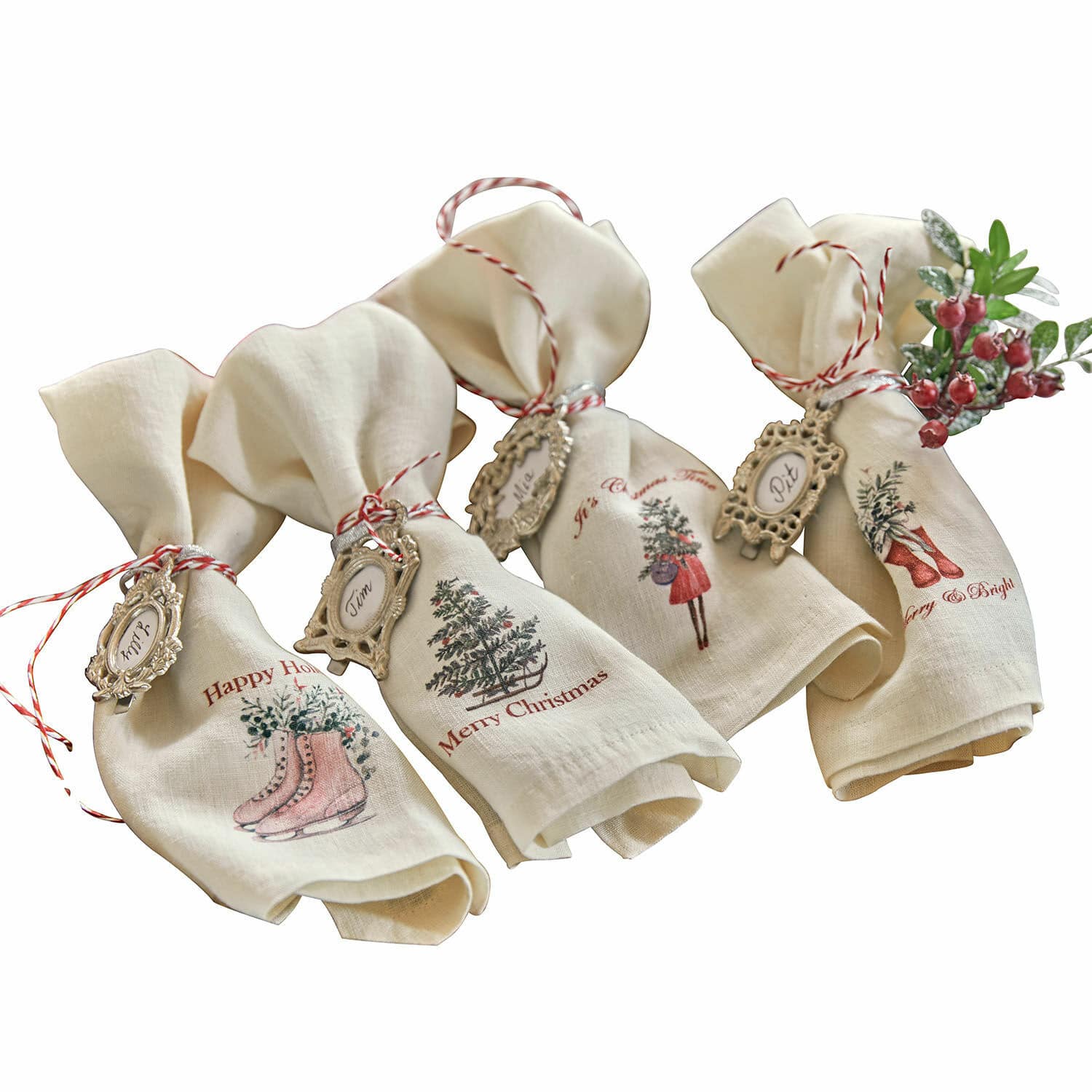 Serviette 4er Set Merry  &  Bright