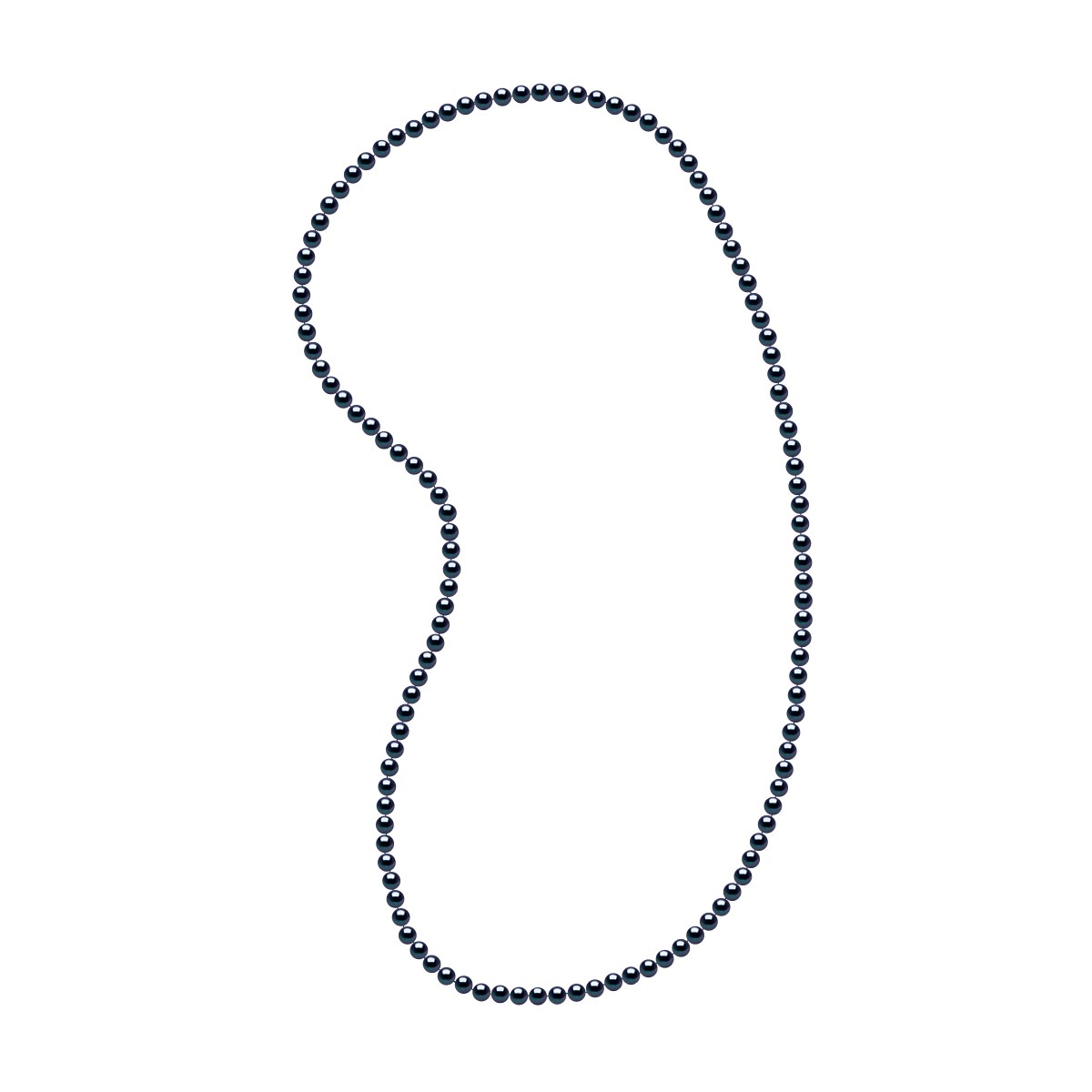 Sautoir OPERA Perles d'Eau Douce Rondes 6-7 mm Noires Longueur 80 cm