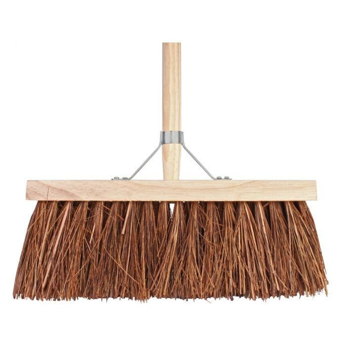 Harde bezem natuurvezel haren 37 cm met bezemsteel 140 cm (8712448281850)