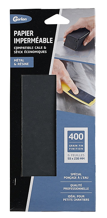 6 feuilles d'abrasif imperméable grain fin