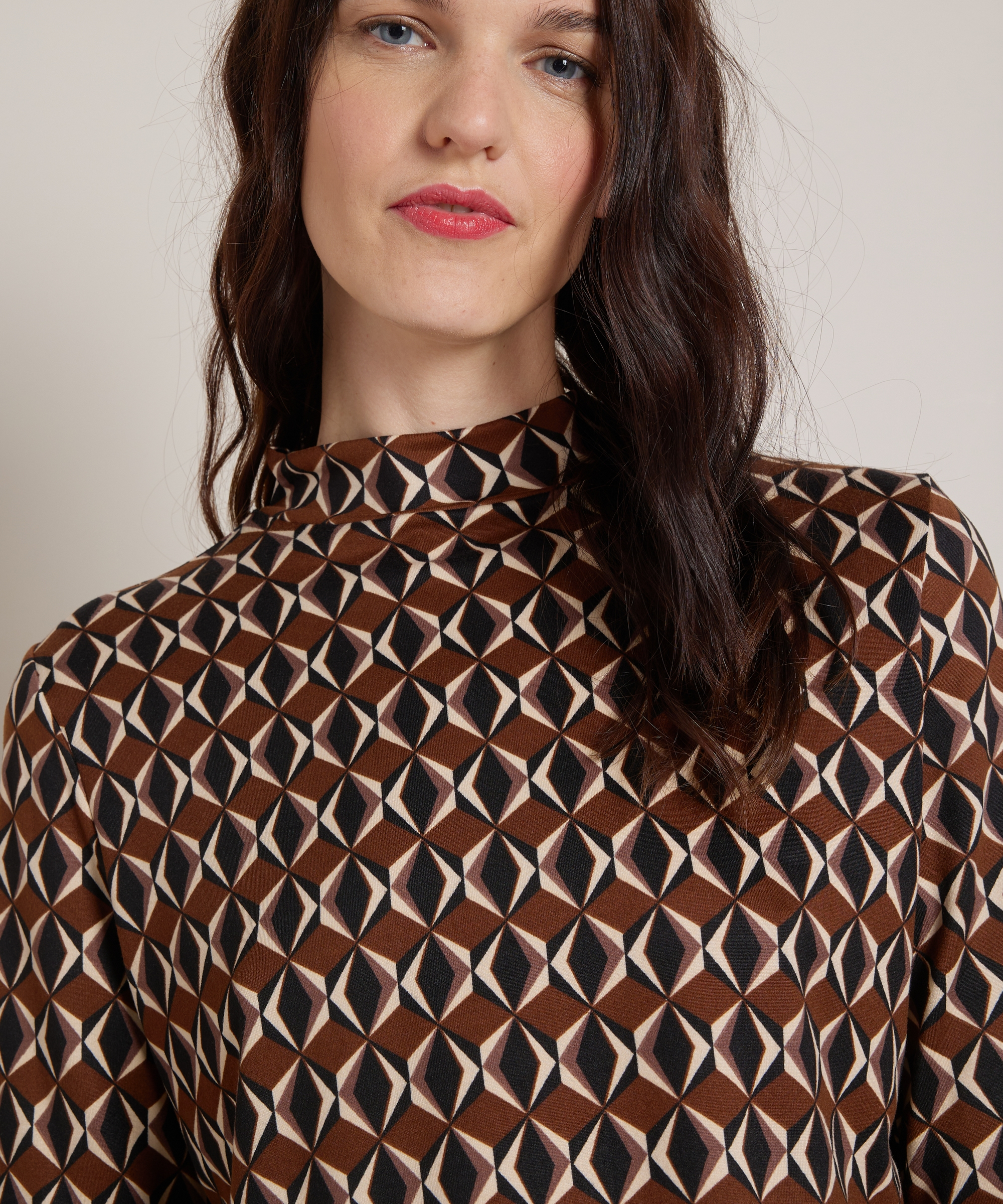 jersey top met all-over print