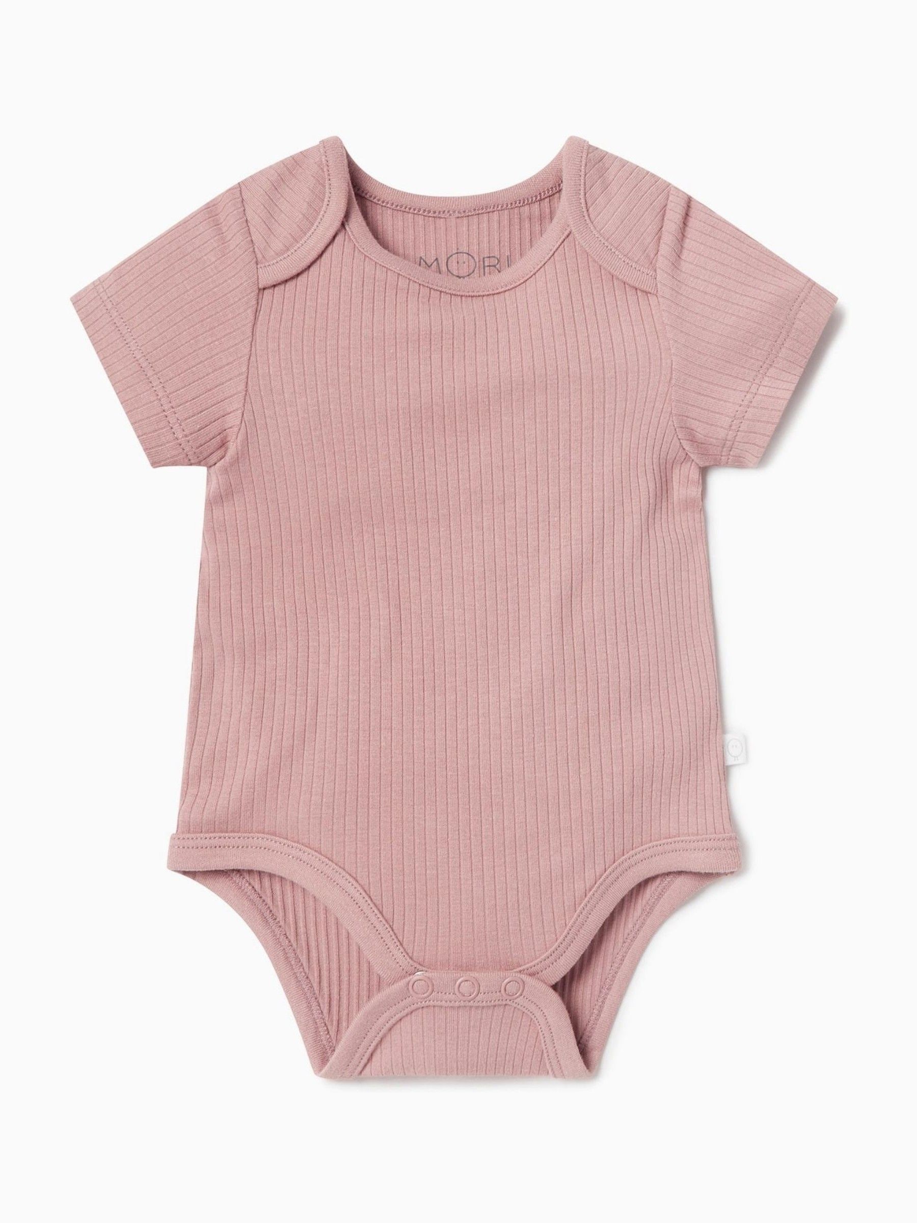 Roze - MORI Ribbed Stretch Short Sleeve Bodysuit