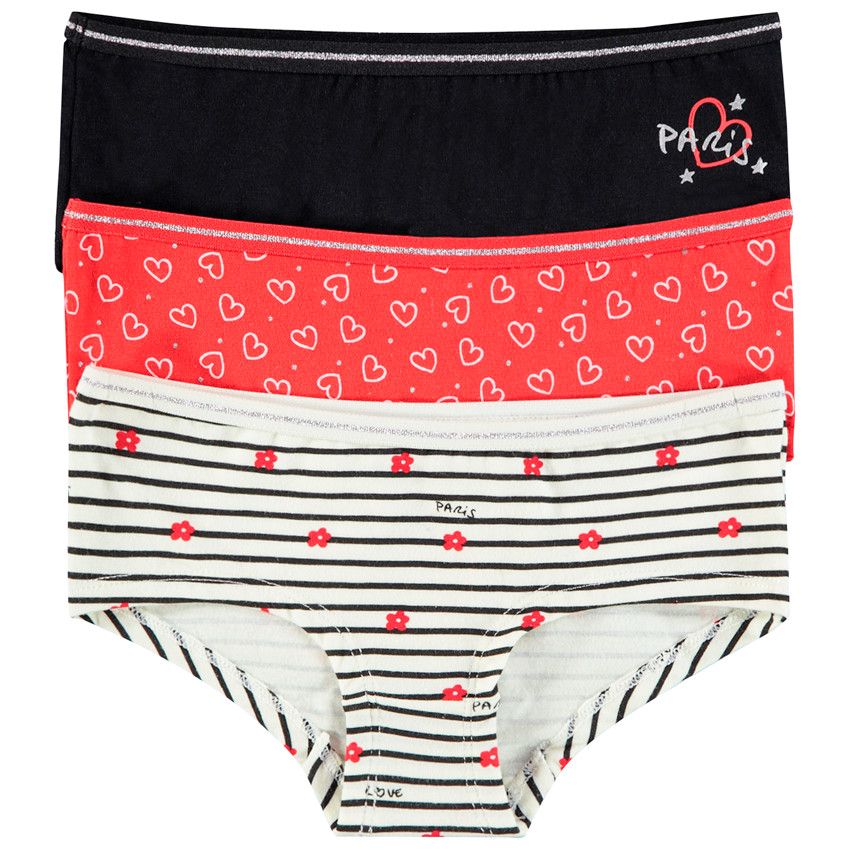 Lot de 3 shorties imprimés pour enfant fille - Ecru