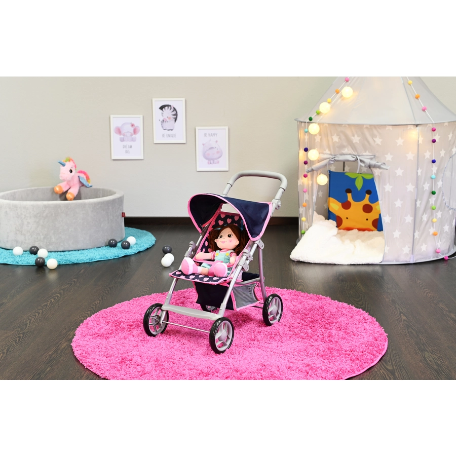 knorr toys® Puppenbuggy Liba - Pink Hearts blau