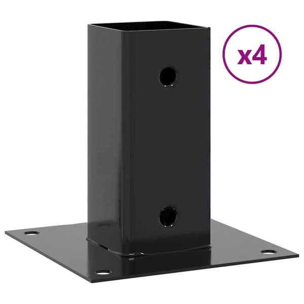 vidaXL Stolpebunner firkantet 4 stk 61x61 mm pulverlakkert stål
