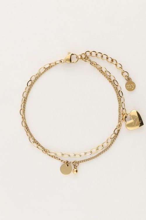 Minimalistische dubbele armband met hartjes bedel