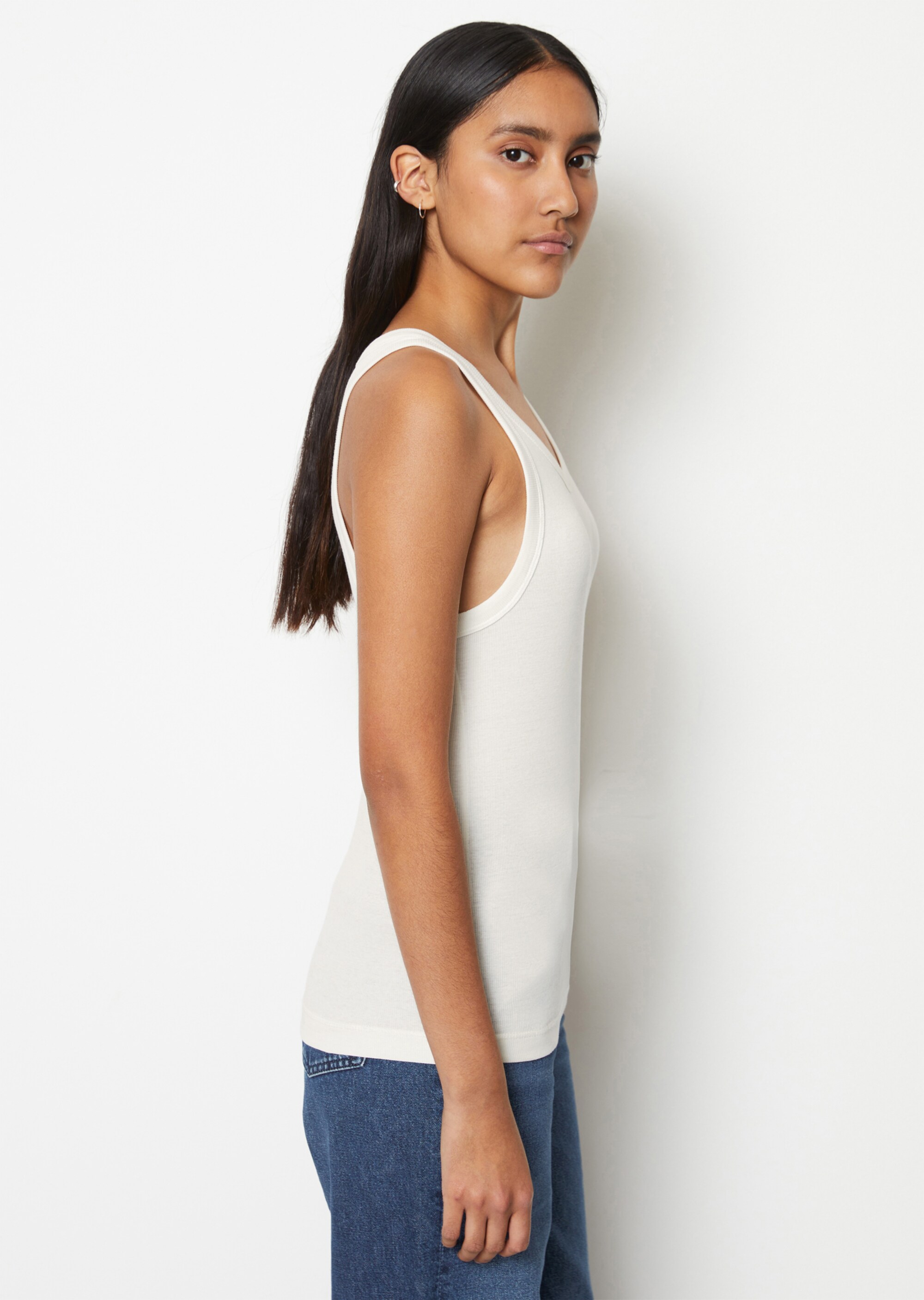 Tanktop slim aus geripptem Bio-Baumwolle-Stretch