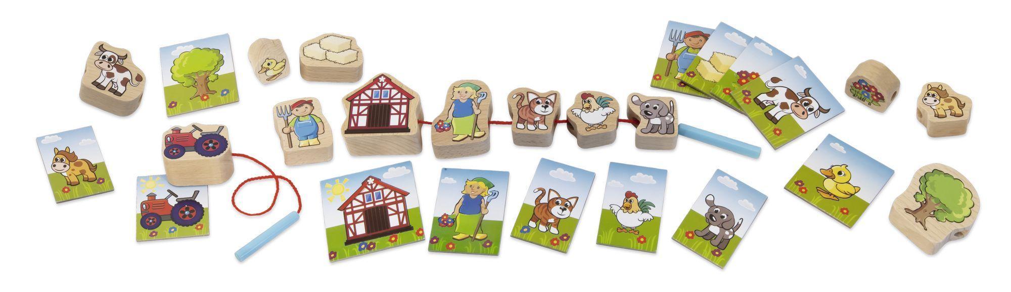 Fädelspiel BAUERNHOF 13-teilig in bunt
