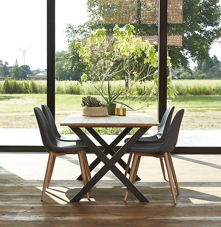 Pied de banc modèle X Mottez H. 40 cm métal noir