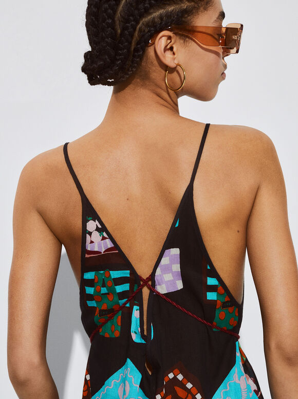 Vestido de algodão estampado - Multicolorido