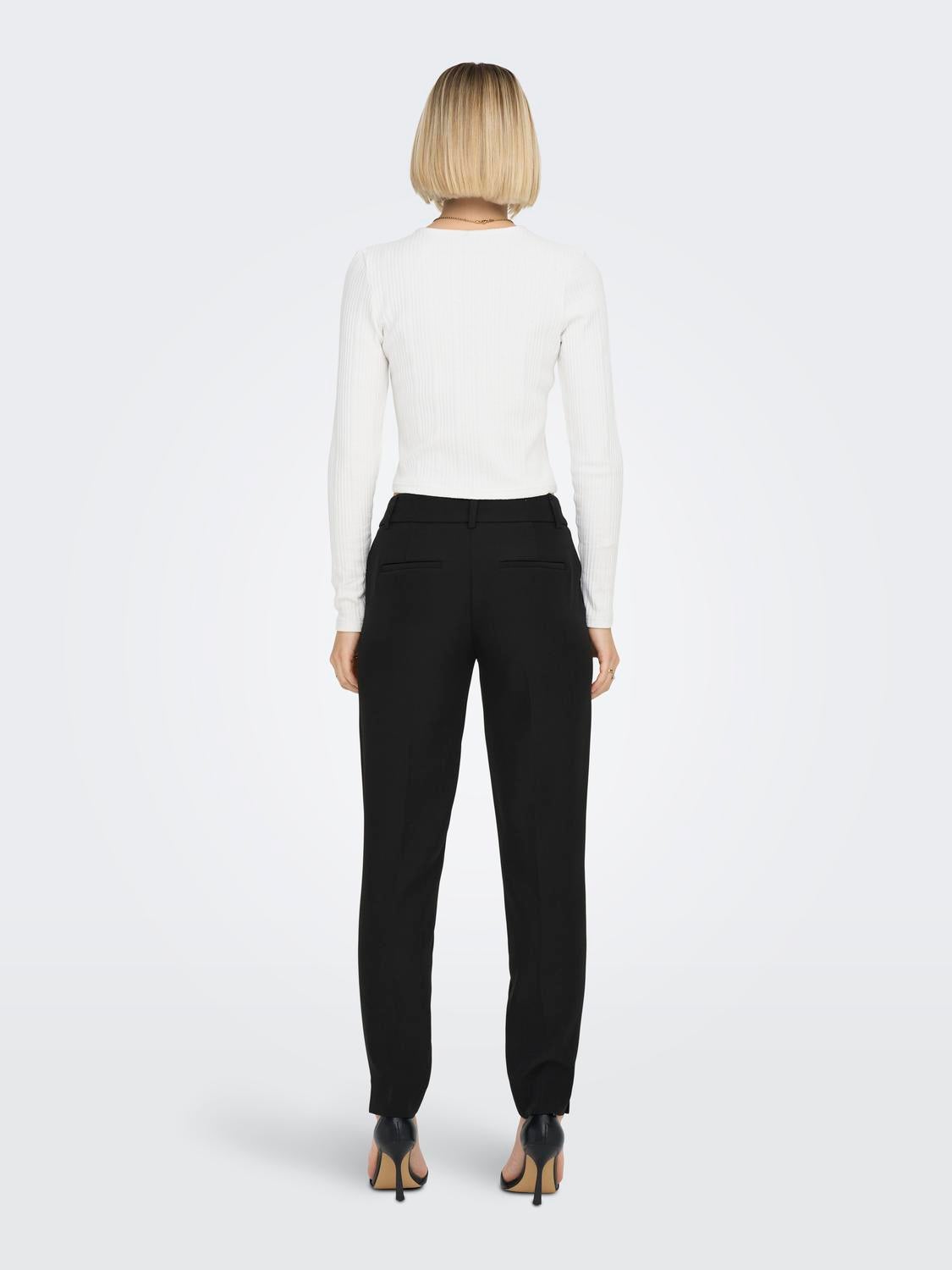 ONLVERONICA-ELLY Hohe Taille Slim Fit Hose Black