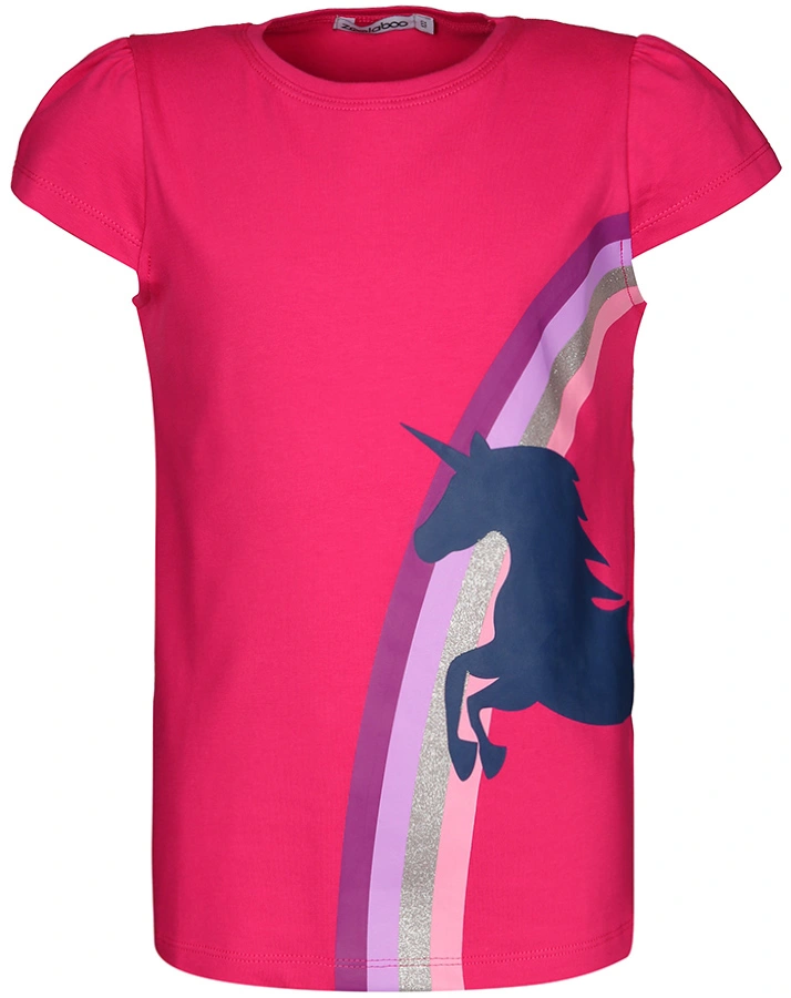 T-Shirt RAINBOW UNICORN mit Glitzer in pink