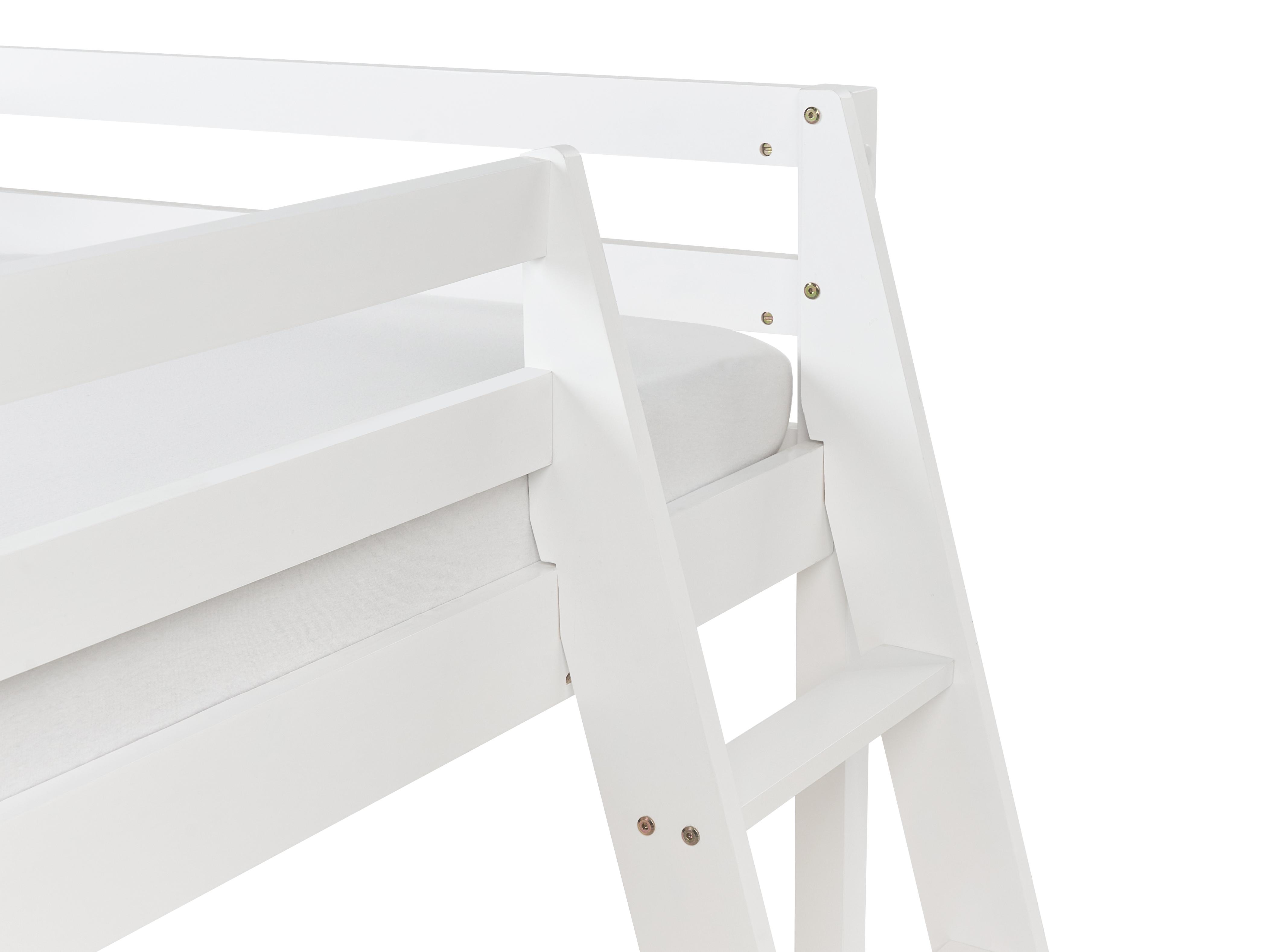 Verhoogd bed Dennenhout STAPLE 90 x 200 cm met glijbaan Wit