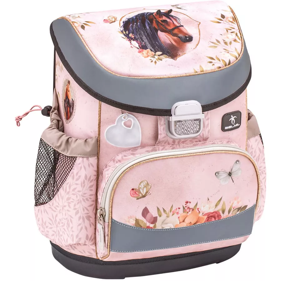 Belmil Schulranzen Mini Fit Schulranzen Set 5-teilig mit Brustgurt Horse Chestnut