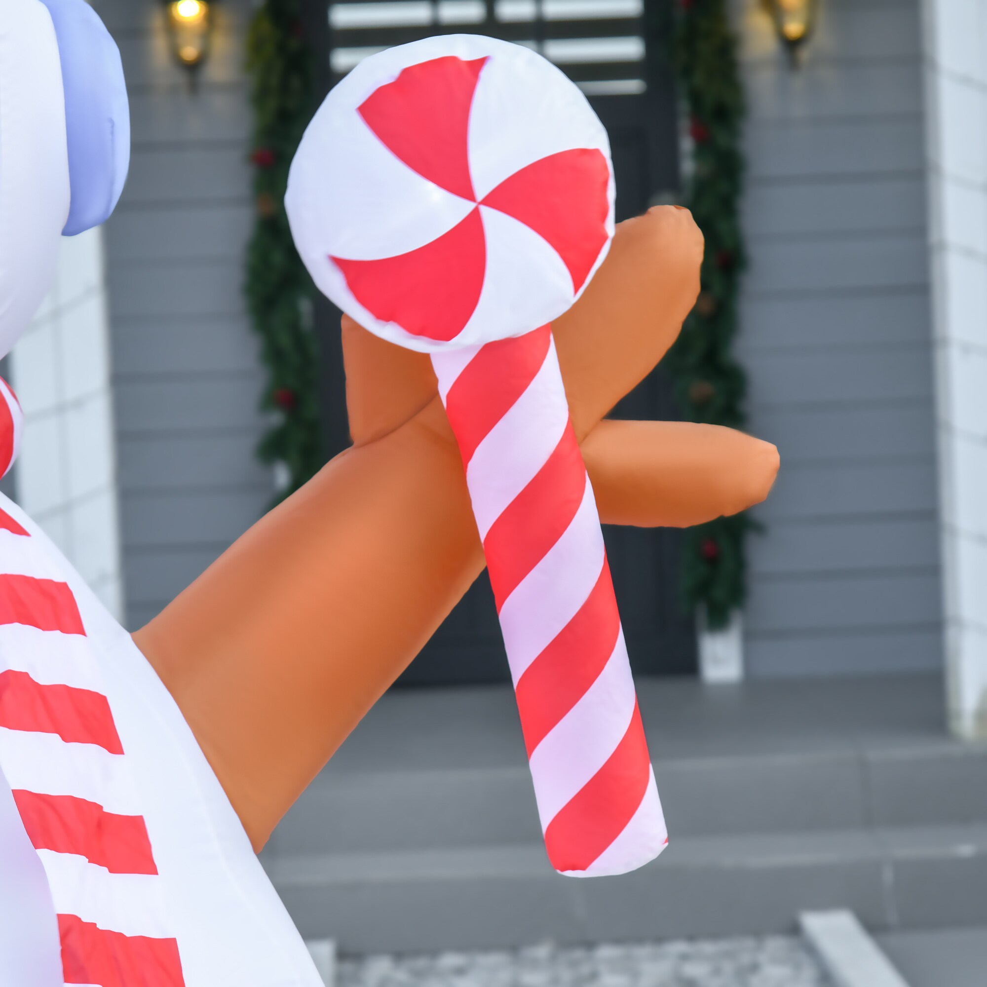 HOMCOM Weihnachtsdeko Weihnachtliche Dekoration, LED-Lichter, Automatisches Aufblasen Weiß, Rot 180 x 100 x 240 cm (BxTxH)