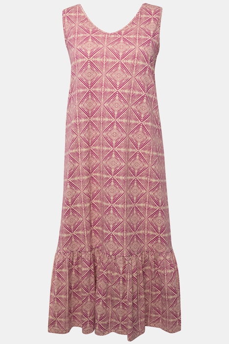 Jersey-Midikleid, V-Ausschnitt, ärmellos, Biobaumwolle