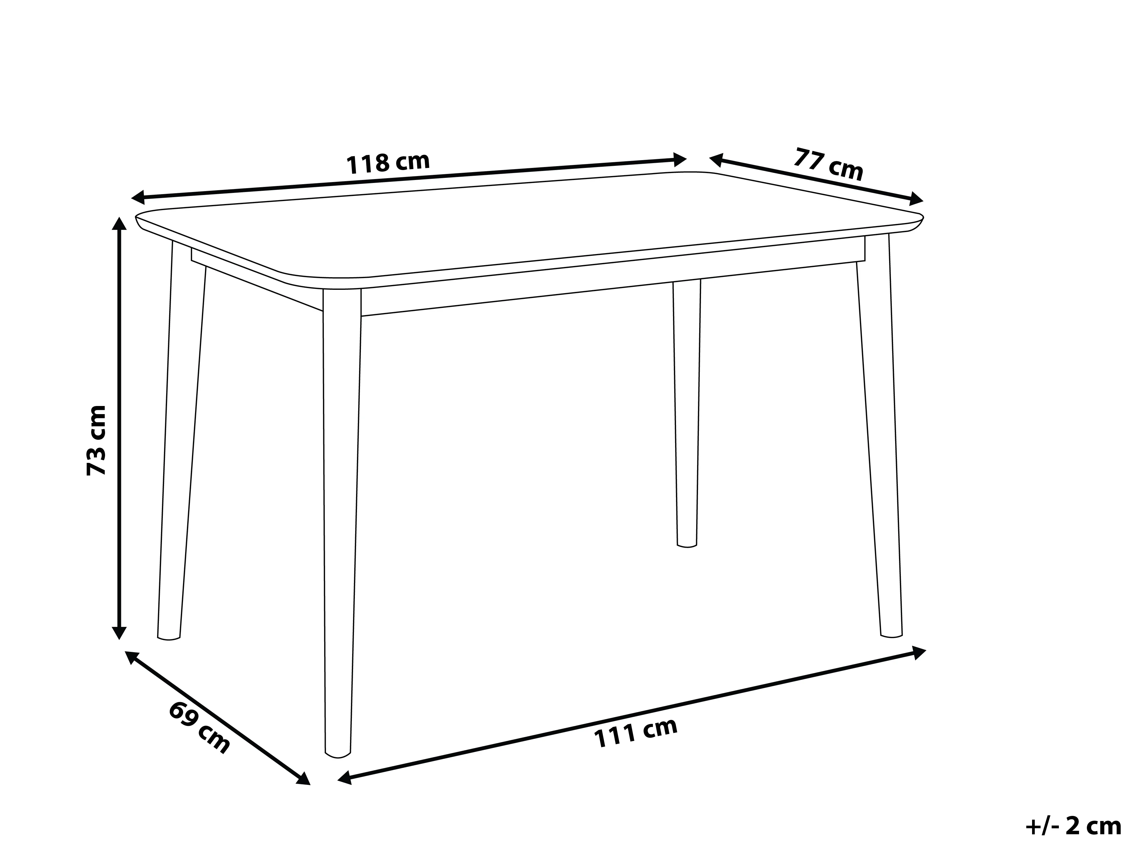 Eettafel MODESTO Grijs 77 cm Hout 118 cm