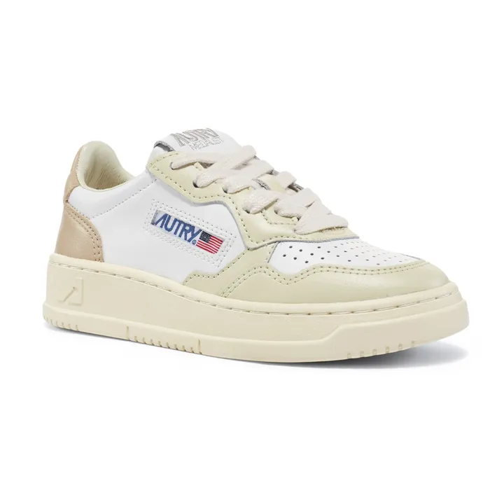 Autry Baskets Kids Medalist Low Cuir Bicolore | Beige