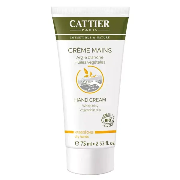 Creme para mãos seco com argila branca orgânica Cattier 75ml