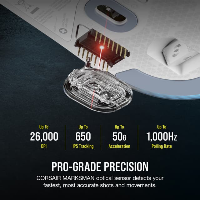 Corsair M75 RGB trådløs gaming-mus (hvid)