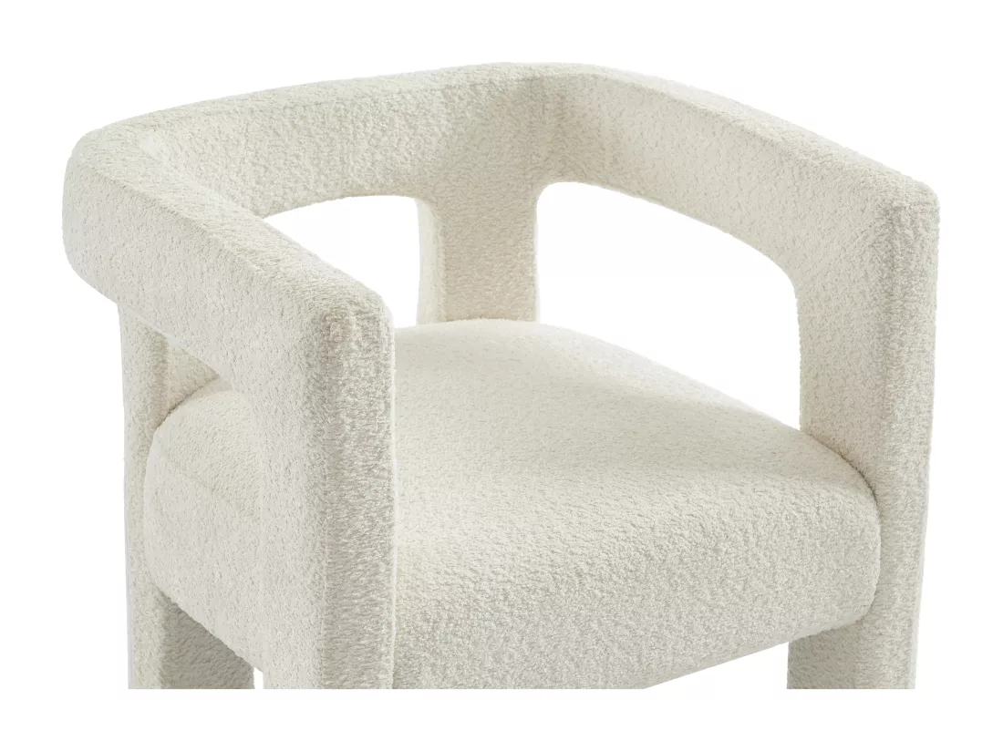 Lot de 2 chaises avec accoudoirs en tissu bouclette et métal - Blanc - SOFANA de Pascal MORABITO