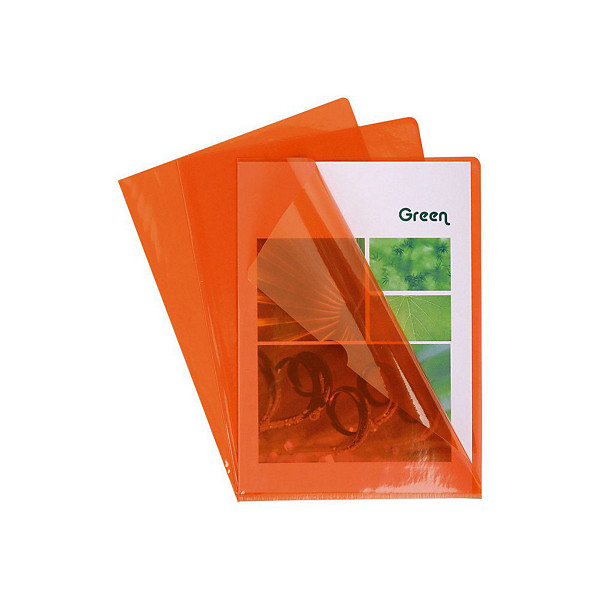 EXACOMPTA Boîte de 100 pochettes coin en PVC 13/100 ème. Coloris orange.