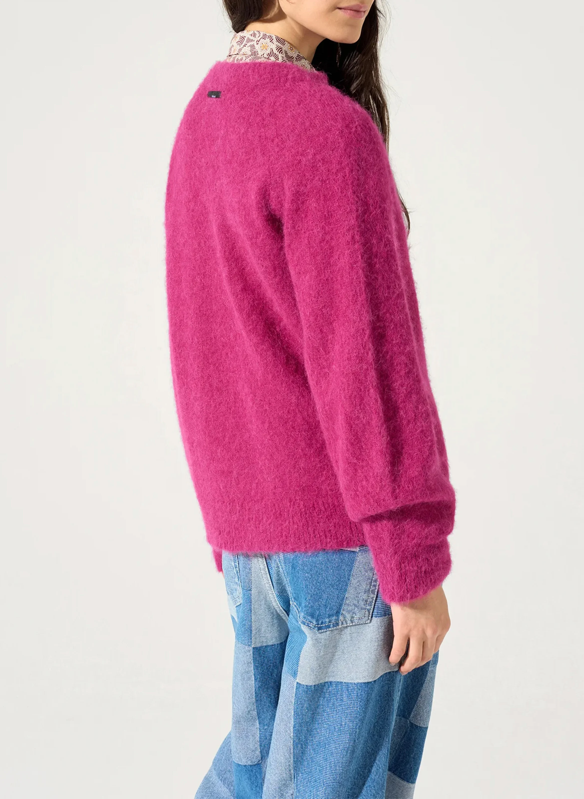 Pull droit col rond en alpaga mélangé | Rose