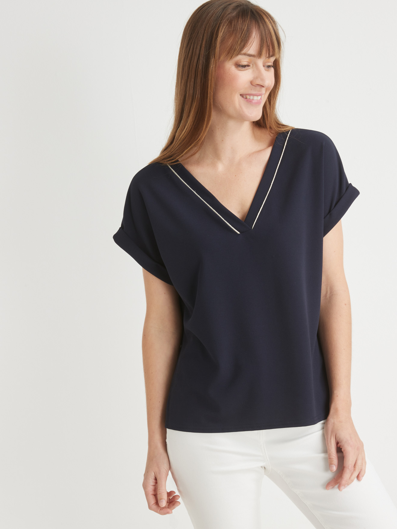 Tee-shirt V maille fluide