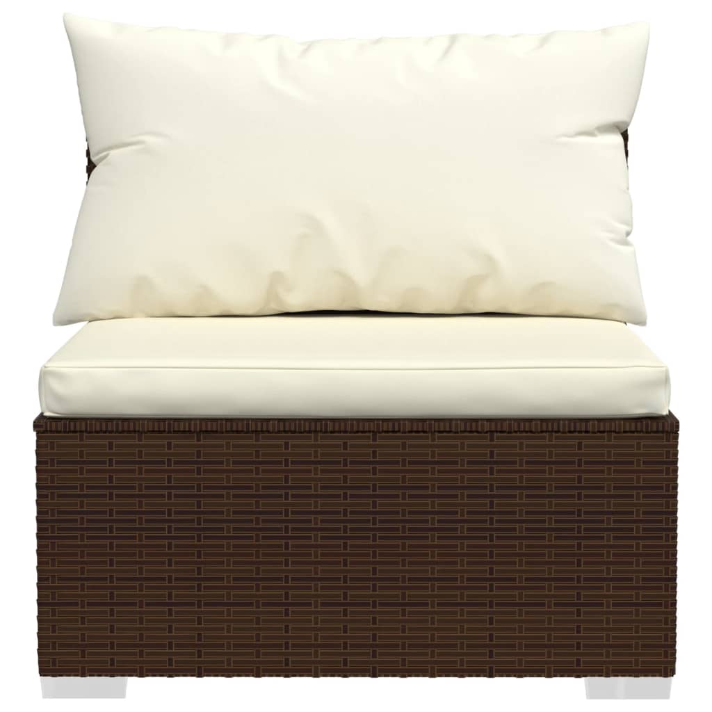 Salon de jardin meuble d'extérieur ensemble de mobilier 7 pièces avec coussins résine tressée marron