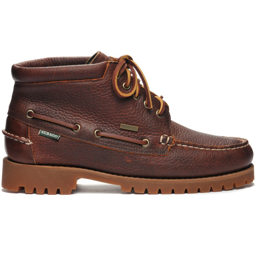 RANGER MID TUMBLED WATERPROOF BROWN-Rangers hautes semelle crantée pour homme en cuir