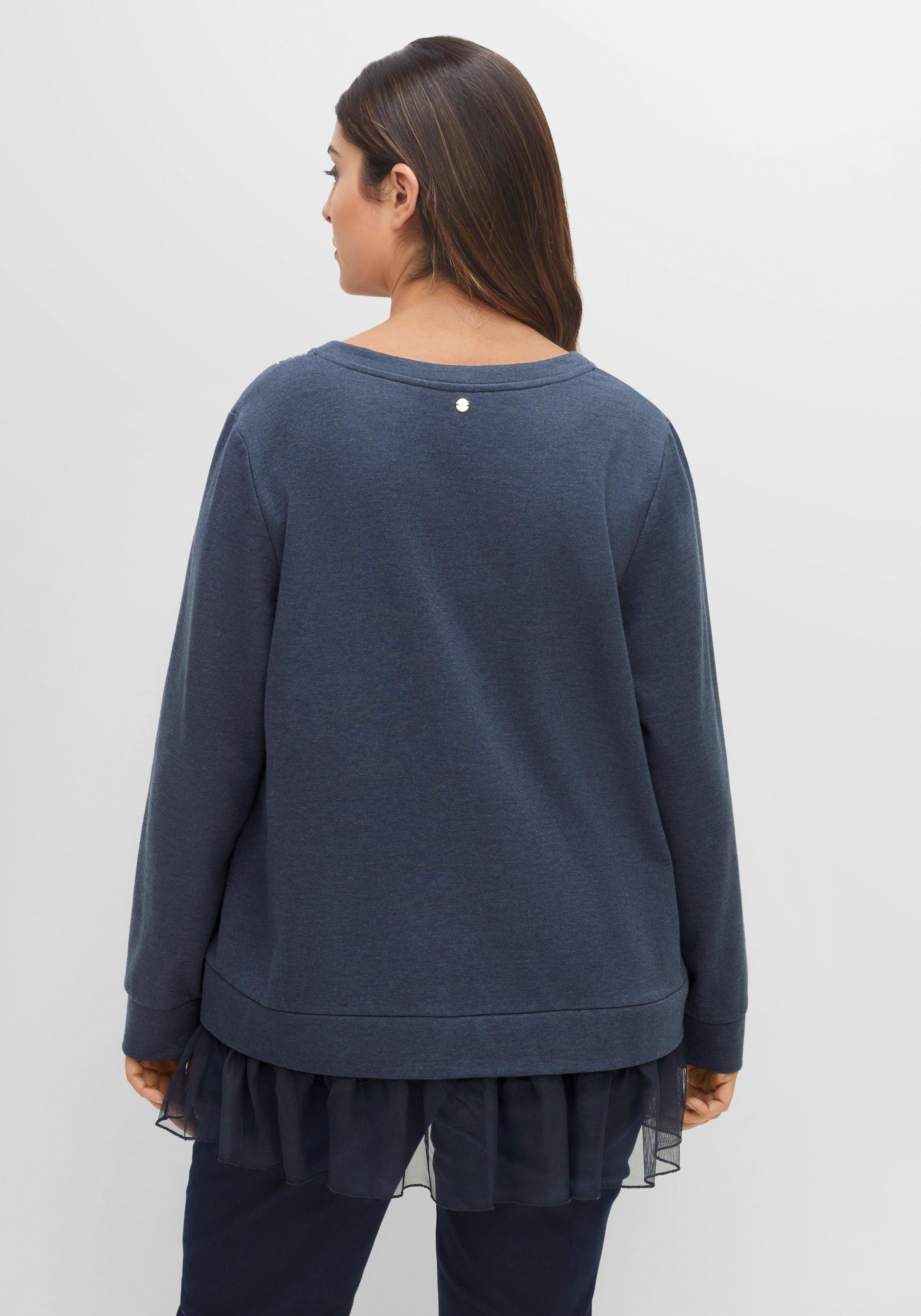 Sweatshirt im Lagenlook, mit Volant am Saum