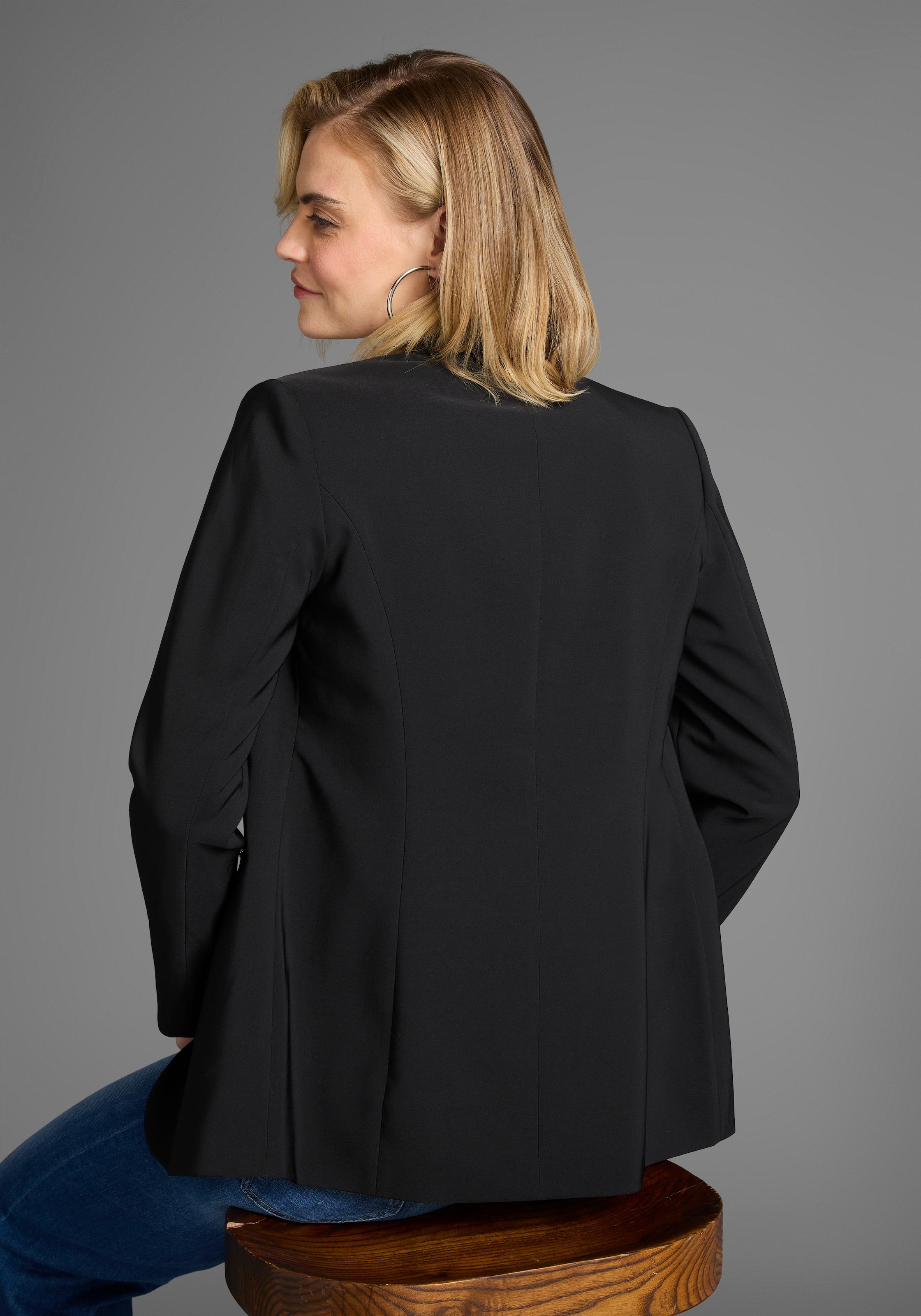 Laura Scott Longblazer mit konstrastfarbigem Innenfutter