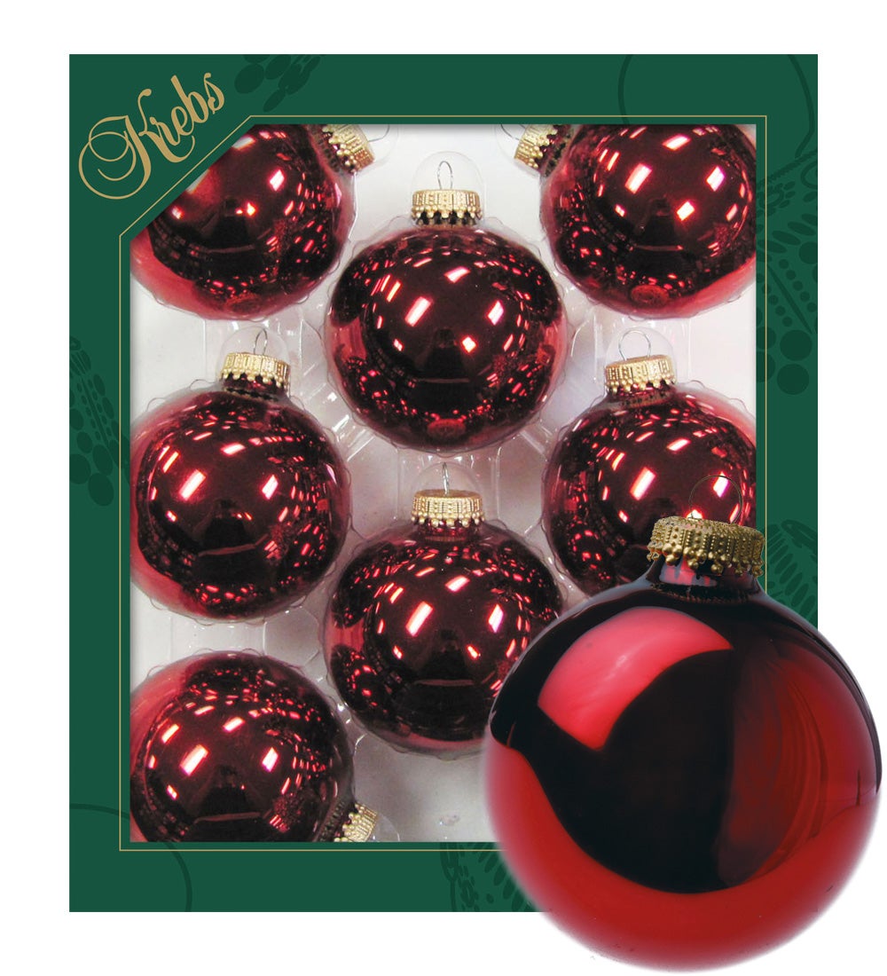 Rozerode glanzende glazen ballen van 7 cm, effen, 8 stuks, kerstballen, kerstversieringen, kerstversieringen voor de kerstboom
