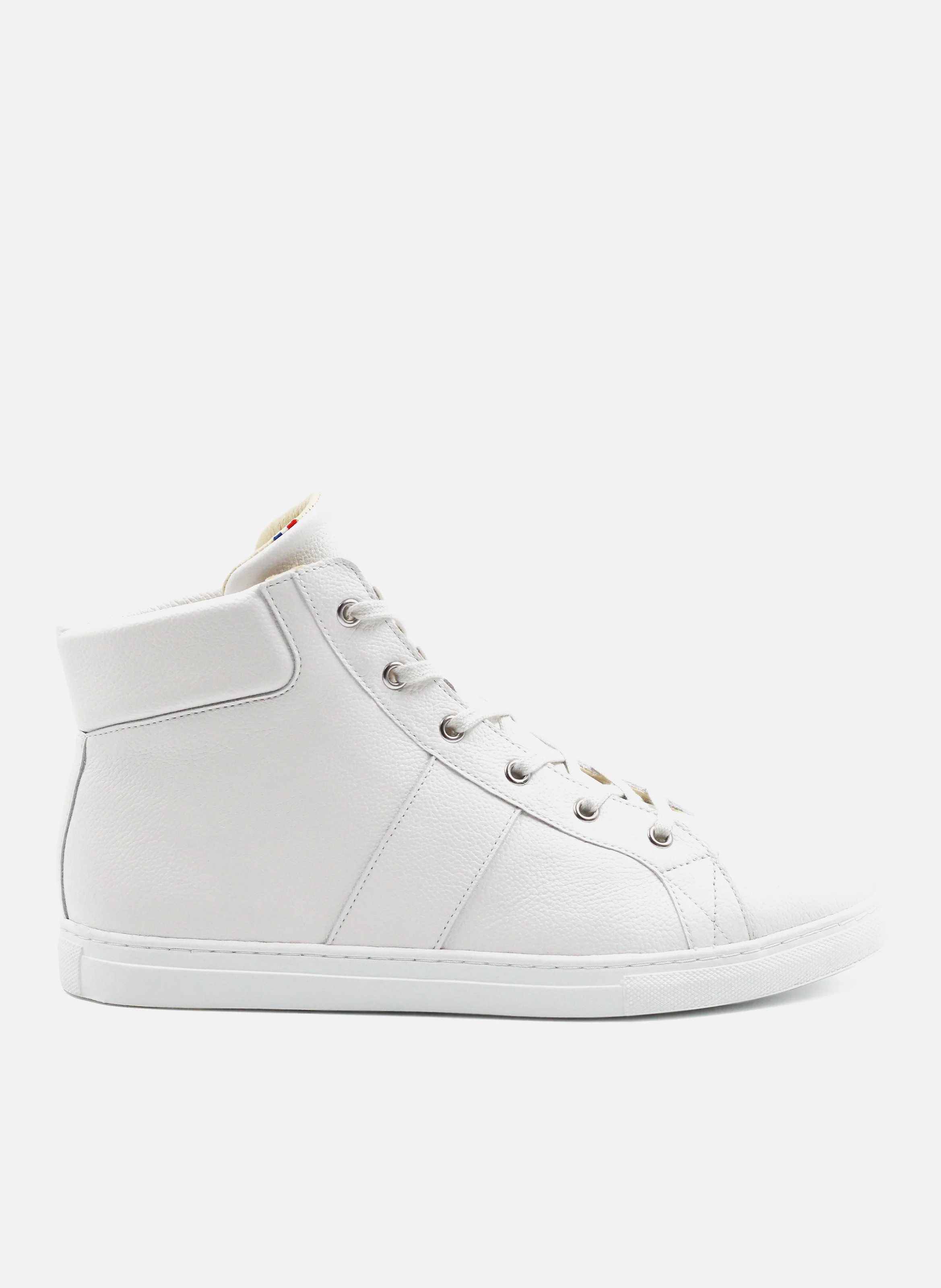 Baskets montantes mif cuir grainé | Blanc