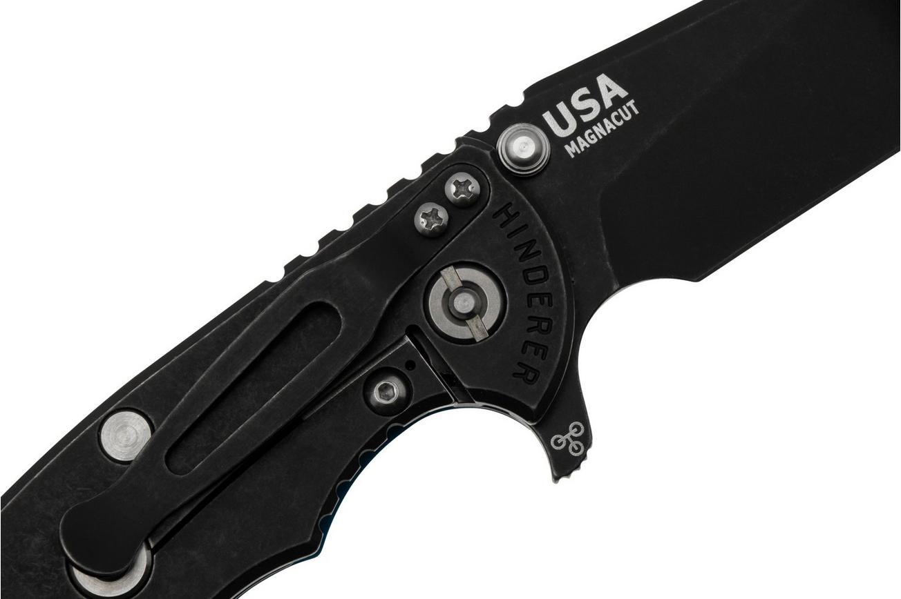 Rick Hinderer XM18 3.5 Skinny Slicer Magnacut Black DLC Blue G10, zakmes