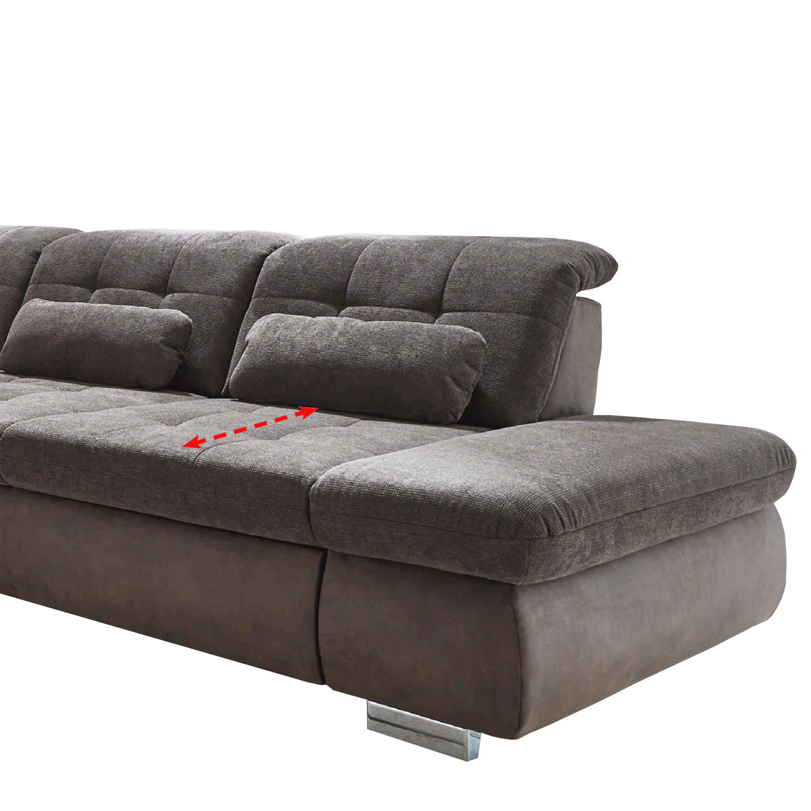 polsterpower Ecksofa - anthrazit-slate - Basismodell - Anstellhocker links