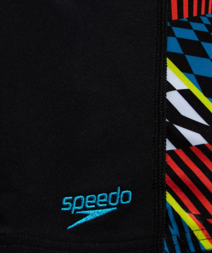 Speedo lange badebukser til drenge - Digital Panel - Sort/rød