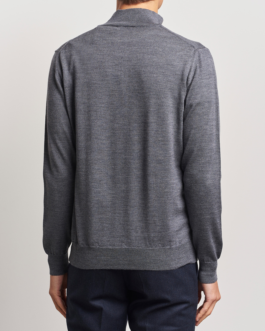 Morgano Extra Fine Merino Wool Half-Zip Mid Grey