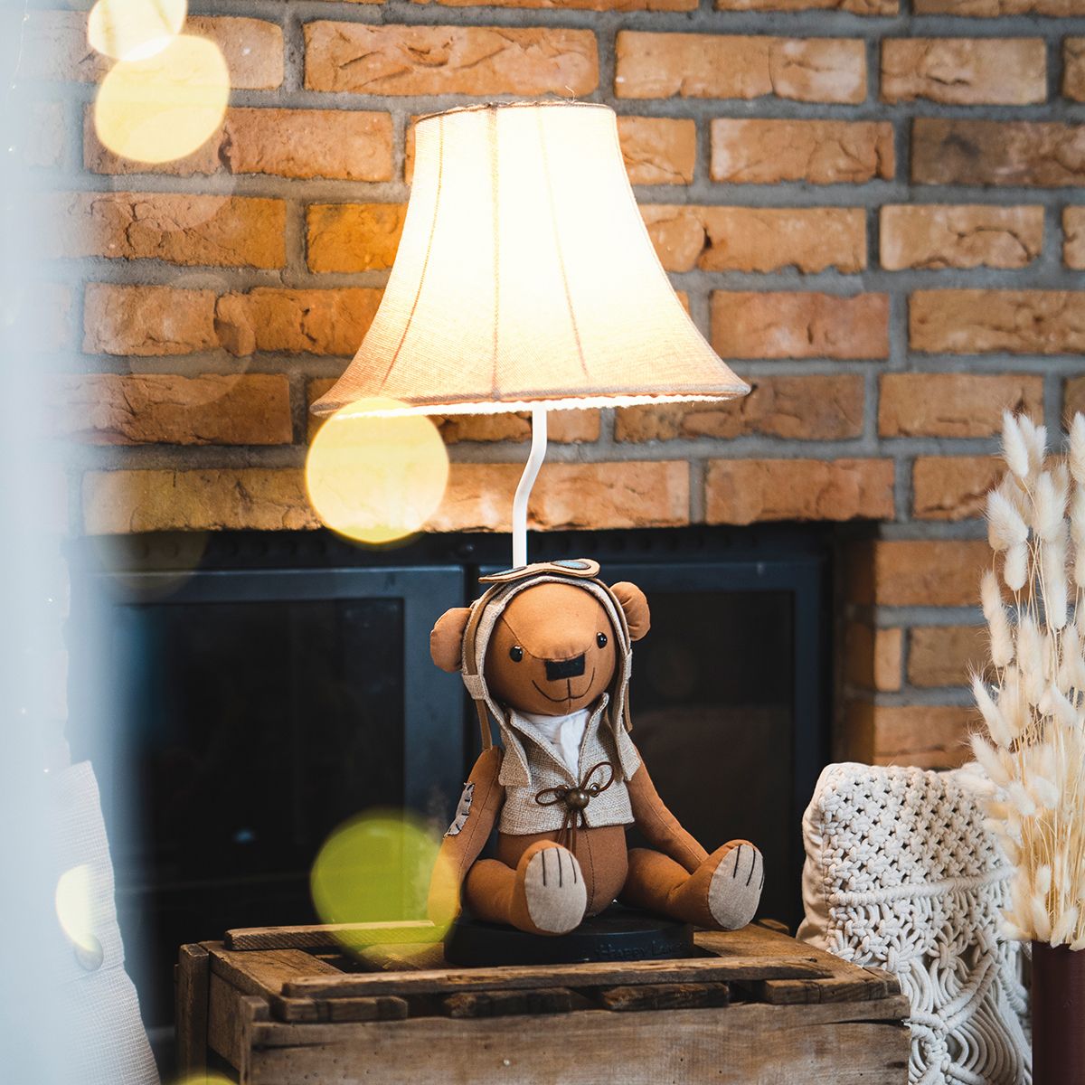 Kinder tafellamp beer bruin incl LED - Charles