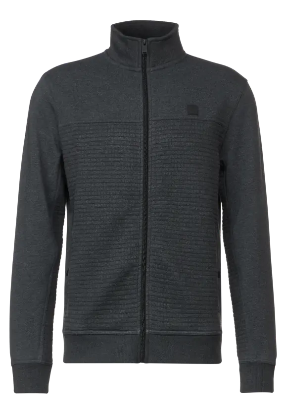 Strukturmix Sweatjacke - anthra grey melange