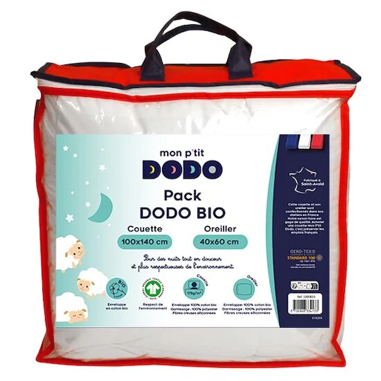 Pack Bio couette et oreiller   100 x 140 cm   de               P'tit Dodo