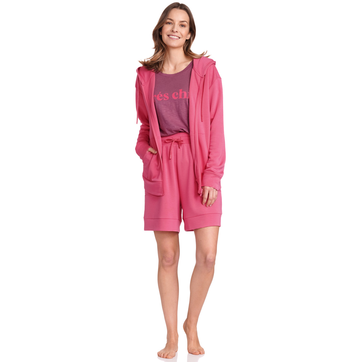 Gina Benotti Damen Sweatjacke mit Kapuze pink