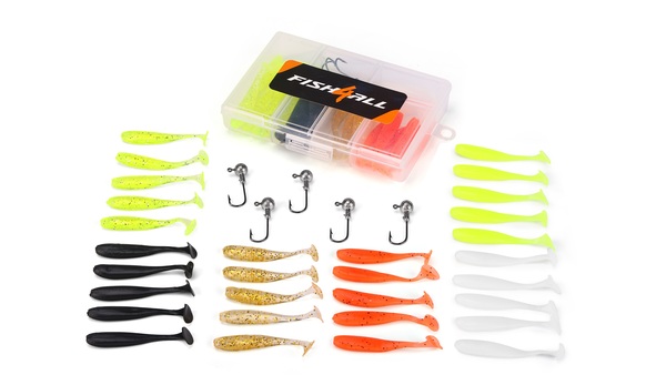 Boîte Leurre Souple & Tête Plombée Fish4all Swimma (35 pièces)
